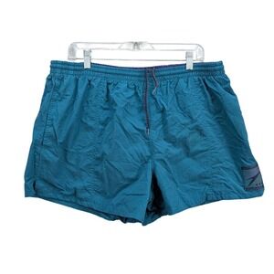 Speedo‎ Turquoise Blue Vintage Swim Trunks Shorts Men's Size XL Mesh Drawstring